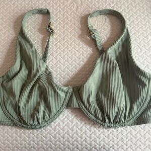Hollister Sage Green Ribbed Bikini Top